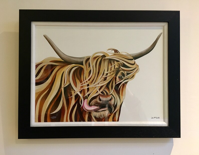 Tarjeta de felicitación de vaca highland 'Squidgy Moo' tarjeta de felicitación A6 en blanco. ¡Tarjeta de felicitación fresca, funky, escocesa! Recuerdo de Escocia del artista escocés imagen 2
