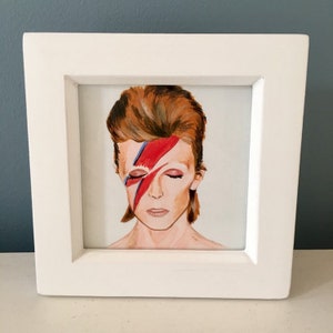 David Bowie Ziggy Stardust original framed painting, perfect unique christmas gift for Bowie fans! Gift for men, dad, husband, cool & funky!