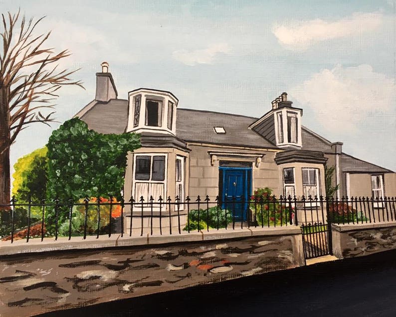 Original acrylic painting of your house / home or building. Wedding venue portrait, wedding gift, painting commission by Scottish artist image 3