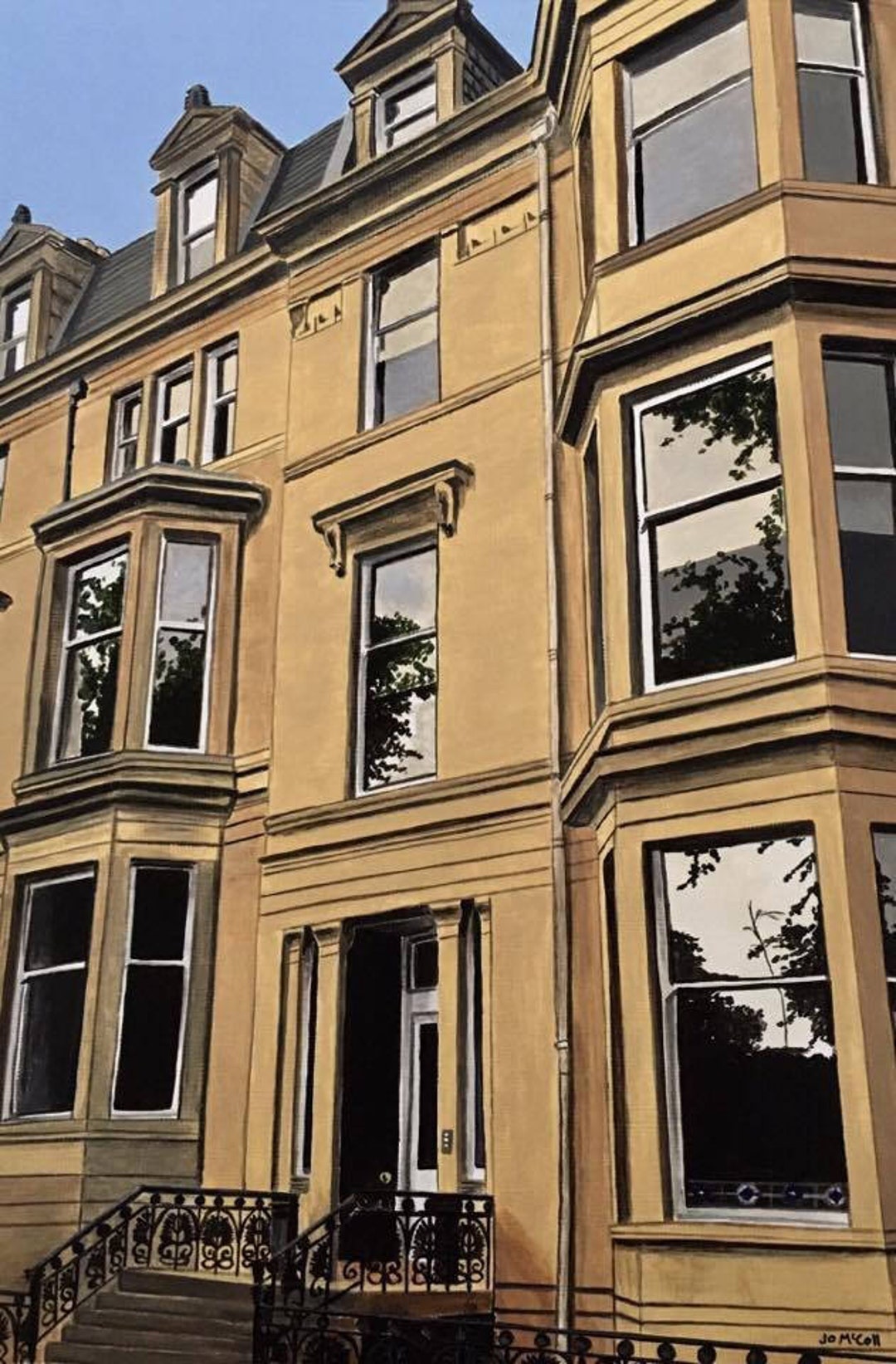 West End of Glasgow Tenements Giclee Print of Original Painting by