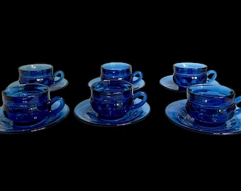 Vintage Crown Imperial Blue Tiara Tasse & Untertasse Set - 6er Set