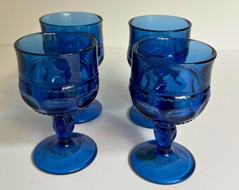 Vintage Crown Imperial Blue Likör Cocktailgläser von Tiara - 4er Set