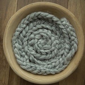 GRAY LIGHT Newborn Braid, bowl basket stuffer, newborn prop, photography props