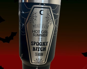 Vaso de 40 oz con grabado de temporada espeluznante - Stanley o sin marca