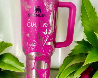 Hummingbird Dragonfly Stanley Quencher: 40 Oz Engraved Travel Tumbler