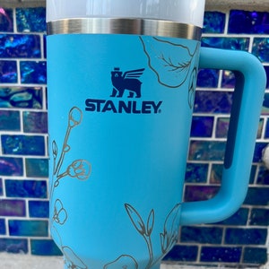 Cherry Blossom-Engraved Stanley Travel Quencher H2.0 Tumbler - 40 oz.