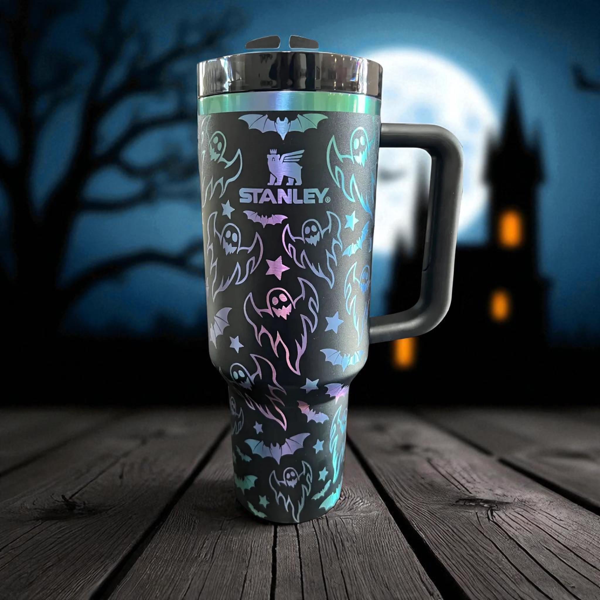 Ghost Engraved 40 Oz Tumbler Stanley or Unbranded: Halloween