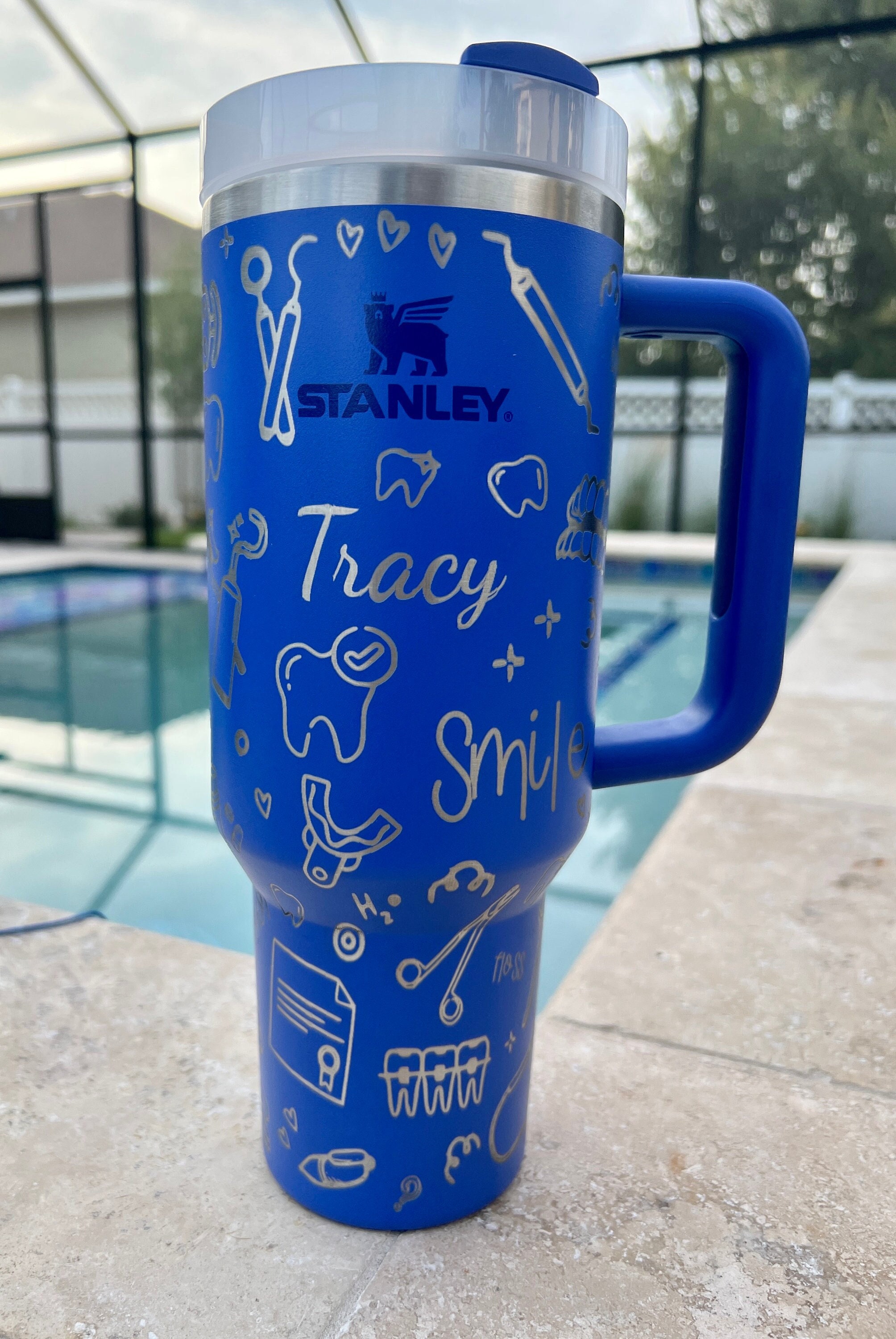 Dental Work 40 OZ Stanley Quencher H2.0 Travel Tumbler With Handle-full  Wrap Laser Engraved 
