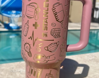Nurse Life Laser Engraved Stanley 40 Oz Tumbler: Laser Engraved Protour Cup