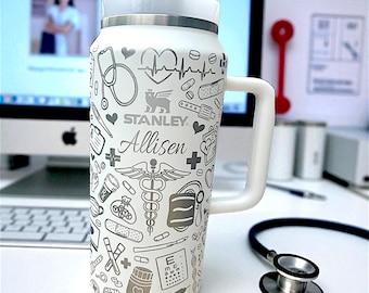 Nurse Life Stanley Tumbler 64 Oz: Laser Engraved Travel Quencher