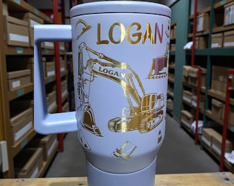 Construction Vehicles - Hydrojug 20 oz Traveler With Handle-Full Wrap Engraved