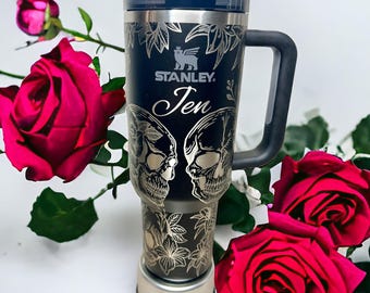 Skulls N Roses  Stanley Tumbler: 40 Oz Engraved Travel Mug