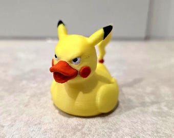 Madness Pika Duck, Grumpy Electric Mouse Rubber Duck, 3D Printed Toy
