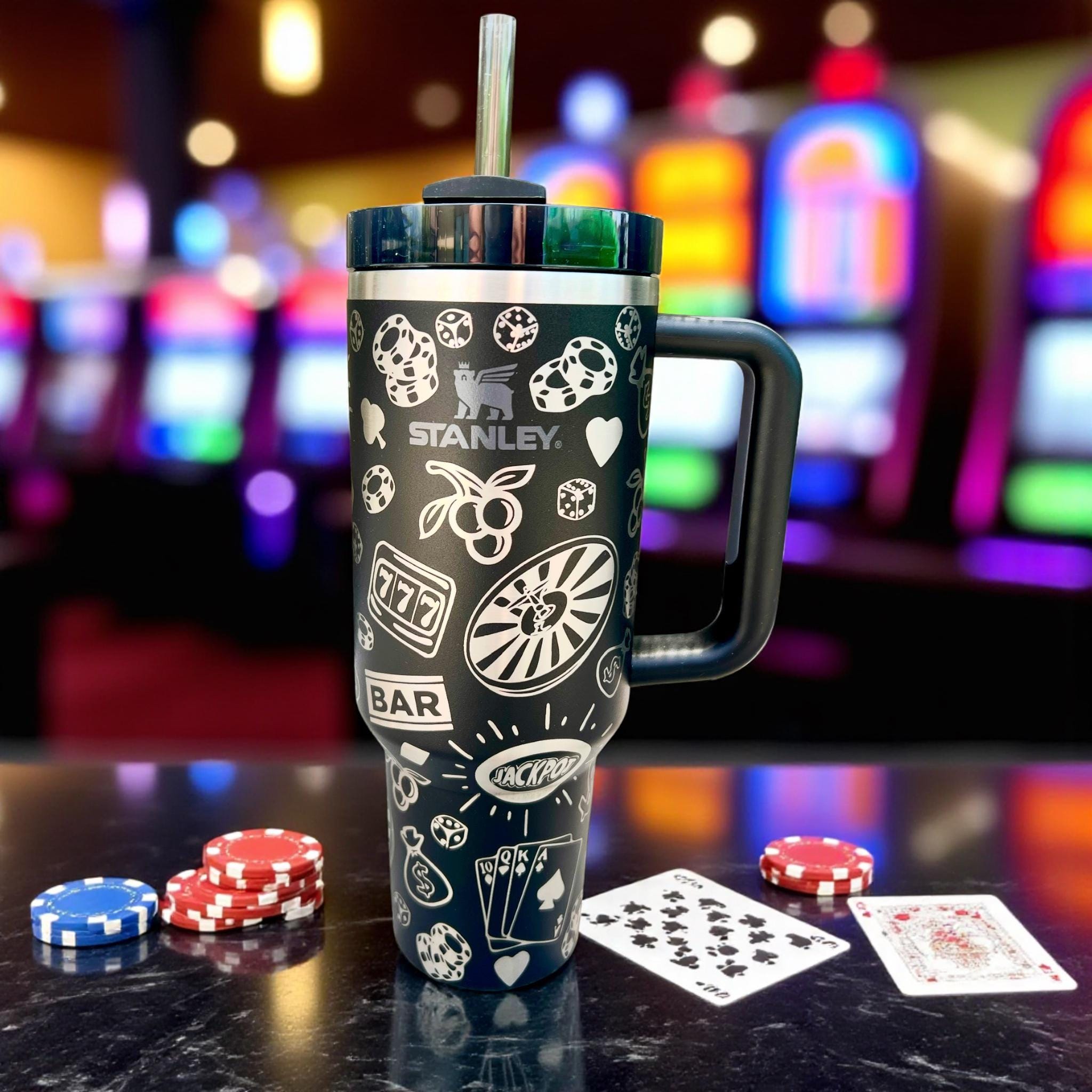 Casino-engraved Stanley Travel Quencher H2.0 Tumbler -40 OZ - Etsy