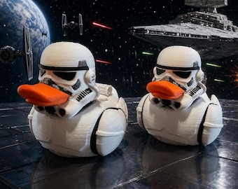 Stormtrooper Duck, 3D Printed Collectible, Sci-Fi Fan Gift, Space Trooper Toy
