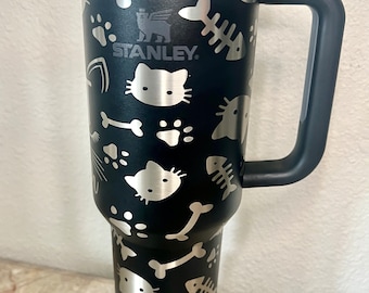 CAT MOM-Stanley 40OZ H2.0 Quencher Tumbler-Full Wrap Laser Engraved