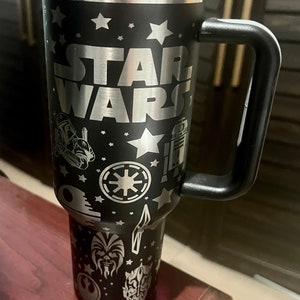 Star Wars-40 Oz Travel Tumbler with Handle-Full Wrap Laser Engraved