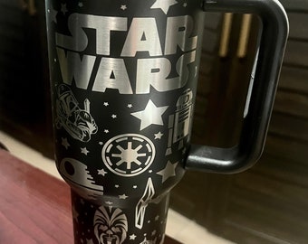 Star Wars Inspired 40oz Engraved Tumbler with Handle