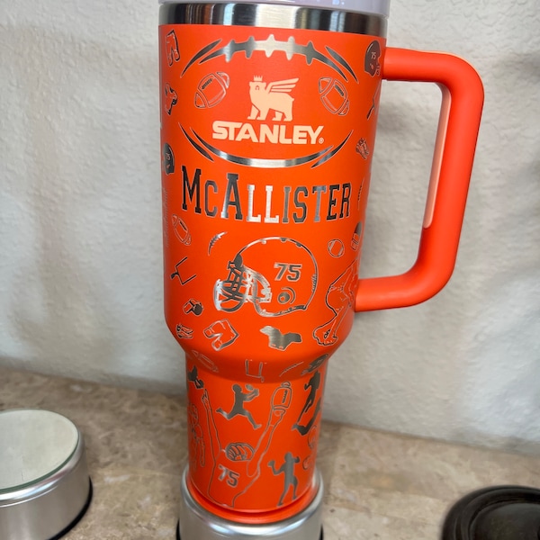 Football Engraved Stanley Tumbler Etsy