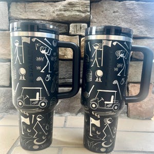 Engraved Stanley 40 Oz Tumbler: Personalized Golf Doodles Protour Cup