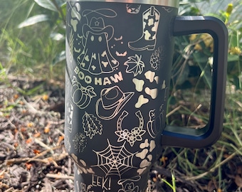 Ghosty-40 Oz Stanley Quencher H2.0 Travel Tumbler with Handle - Full Wrap Engraved