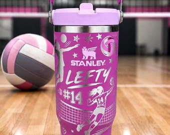 Volleyball Laser Engraved Stanley Iceflow Tumbler - 30 Oz Flipstraw