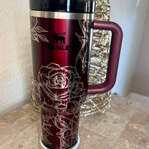 ROSES-Stanley 40OZ H2.0 Quencher Tumbler/Cup-Full Wrap Laser Engraved,  mothers day gift, gift for her, bridesmaid gifts, floral