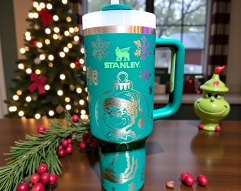 Merry Grinchmas Laser Engraved Tumbler: 40oz Personalized Stanley  Travel Mug