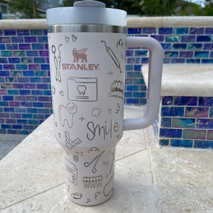 Dental Life-40 Oz Stanley Quencher H2.0 Travel Tumbler With Handle Full Wrap Engraved 