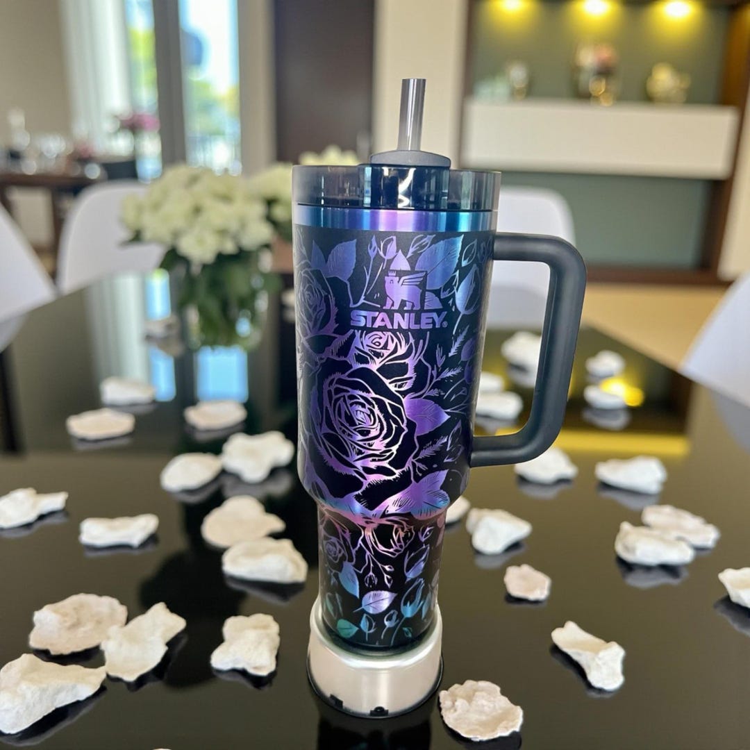 Rose Bouquet Engraved Stanley Tumbler - 40 Oz H2.0 Travel Quencher
