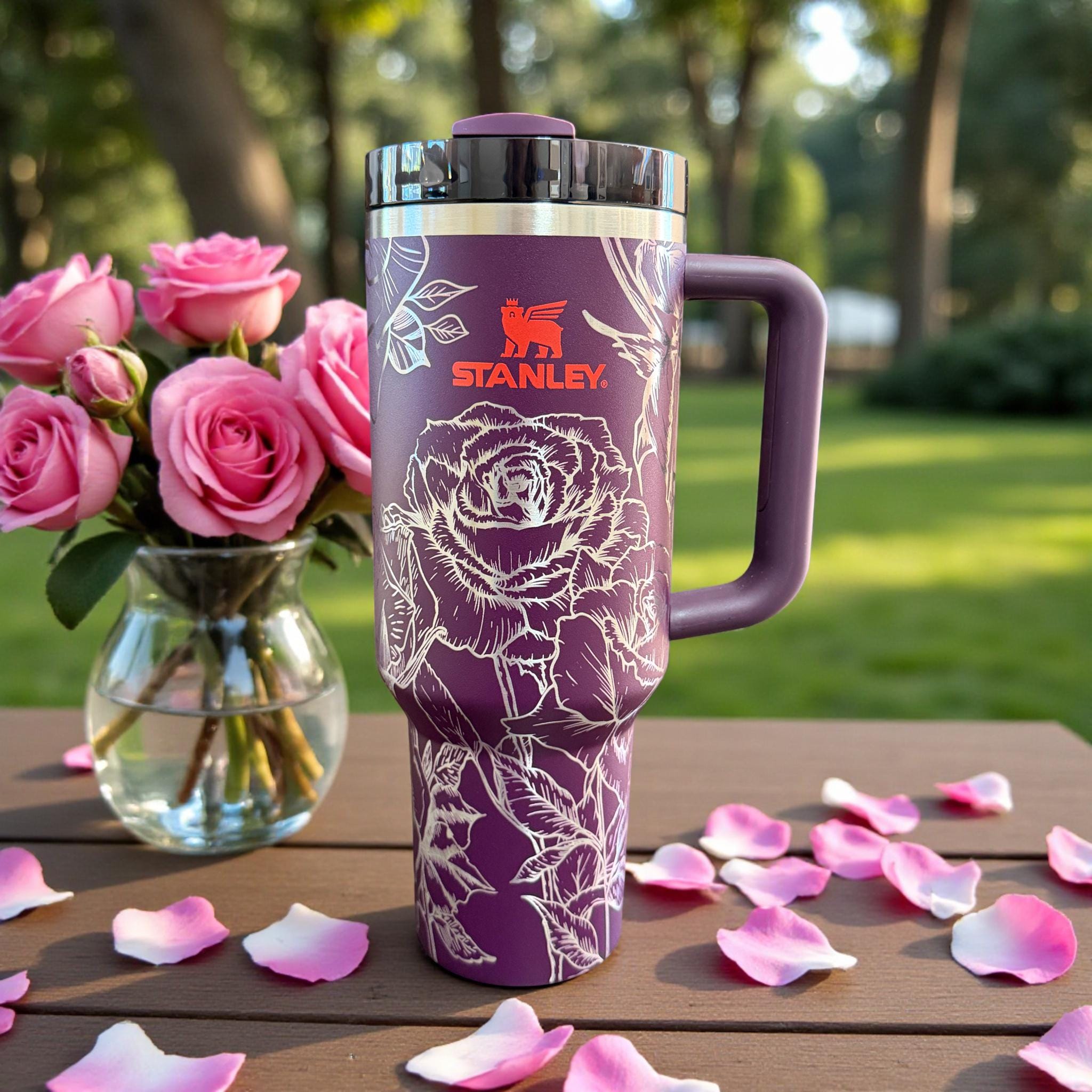 Roses Laser Engraved Stanley Tumbler - 40 Oz H2.0 Quencher - Etsy