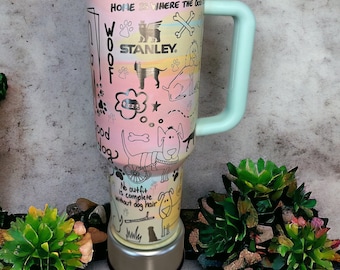 DOG MOM-Engraved Stanley Travel Quencher H2.0 Tumbler/Cup -40 OZ