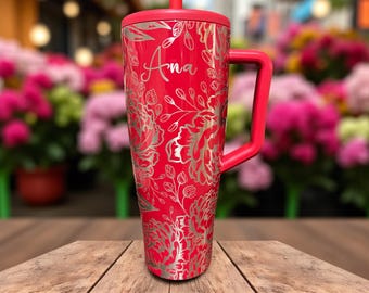 Peony -40 OZ Brumate ERA Leakproof  Tumbler/ cup with Handle-Full Wrap Laser Engraved