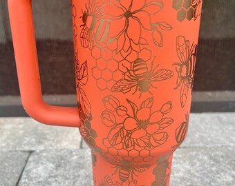 Honey Bee Stanley Quencher: 40oz Laser Engraved Travel Tumbler - Etsy