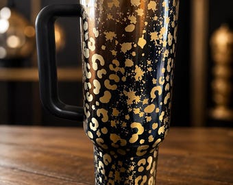Cheetah Print  Laser Engraved Stanley 40 Oz Tumbler: Personalized Cheetah Print Protour Cup