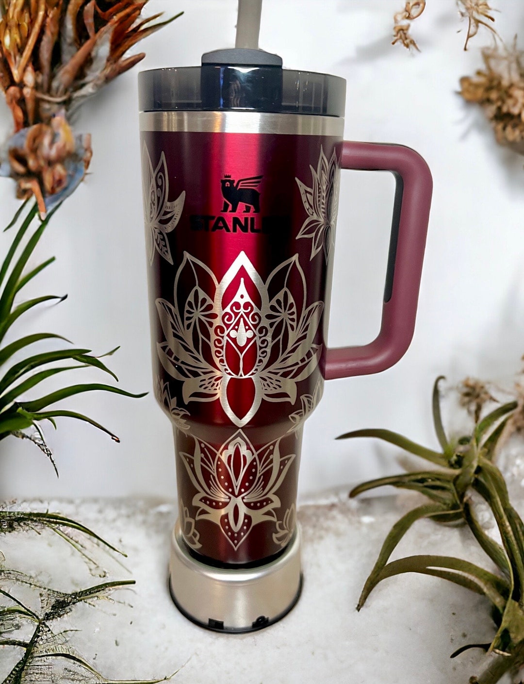 Lotus Flower -40 OZ Stanley Quencher H2.0 Travel Tumbler With