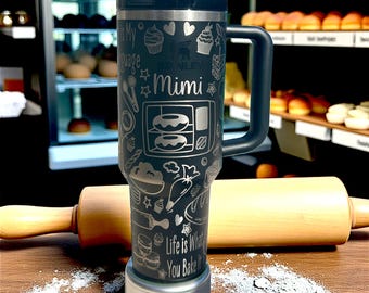 Baking/Baker Engraved Stanley Tumbler - 40 oz Quencher with Handle