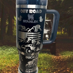 Off Road 40 Oz Stanley Quencher H2.0 Travel Tumbler - Full Wrap Engraved with Handle