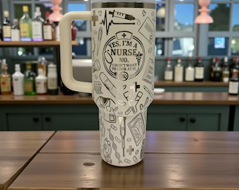 Taza de viaje para enfermeras: Vaso de 1,2 litros grabado, regalo divertido para enfermeras