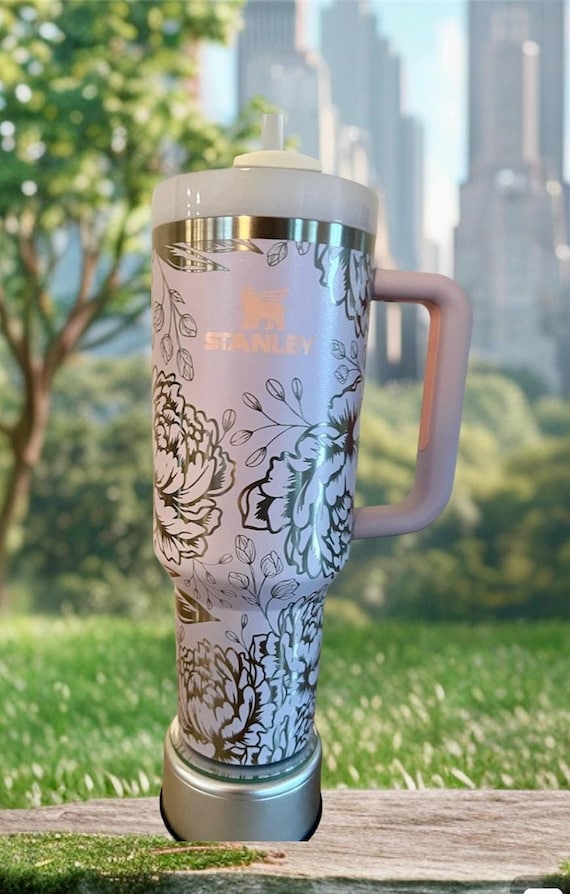 Peony Engraved Stanley Quencher H2.0 - 40 Oz Travel Tumbler - Etsy