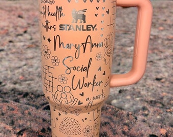 Laser Engraved Social Worker Tumbler - 40 Oz Travel Quencher