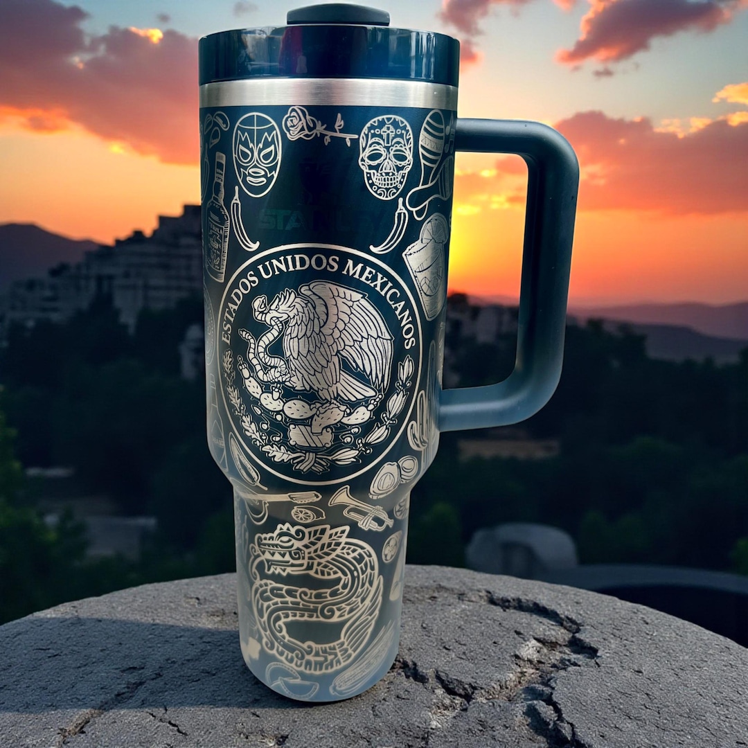 Personalized Mexican Heritage Stanley Tumbler – Aztec Engraved