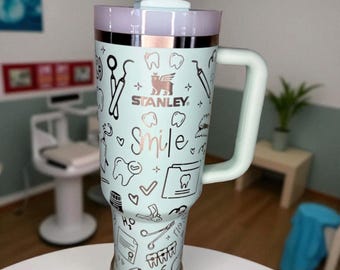 Dental Work Engraved Tumbler: 40 Oz Stanley or Unbranded or Owala Cup with Handle