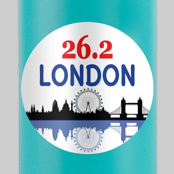 London 26.2 Marathon SKYLINE Water Bottle Mug Sticker Dishwasher Safe Running Gifts