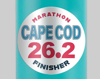 Botella de agua/taza para corredores del maratón de Cape Cod (26,2 millas), apta para lavavajillas, regalo para corredores.