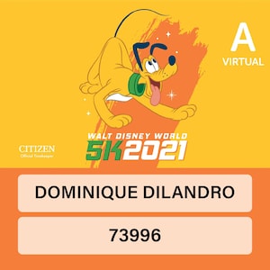 Imprimiré tu dorsal en formato PDF para la carrera virtual Run Disney 2021 en Tyvek #VirtualRace Regalos para corredores