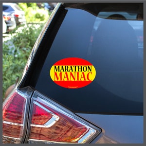 Marathon Maniac Marathon Runner Race Training for 26.2 Miles Decal or Car Magnet PERSONALIZED Running Gifts for Runners