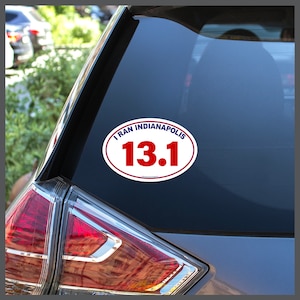 I Ran the Indianapolis Mini Half Marathon 13.1 Removable Window Bumper Sticker Decal or Car Magnet NO YEAR Running Gifts for Runners