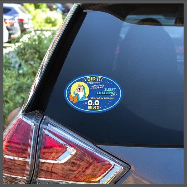 I Did It! I Did It Walt Disney World Races 2023 Sleepy Challenge 0.0 Miles #RunDisney Run Disney Removable Sticker Decal or Car Magnet