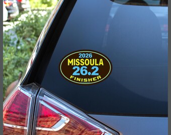 Pegatina removible para ventana o imán de coche de la Maratón de Missoula, Montana (26.2 millas) para quienes la hayan completado. Años 2024, 2025 y 2026. Regalos para corredores.
